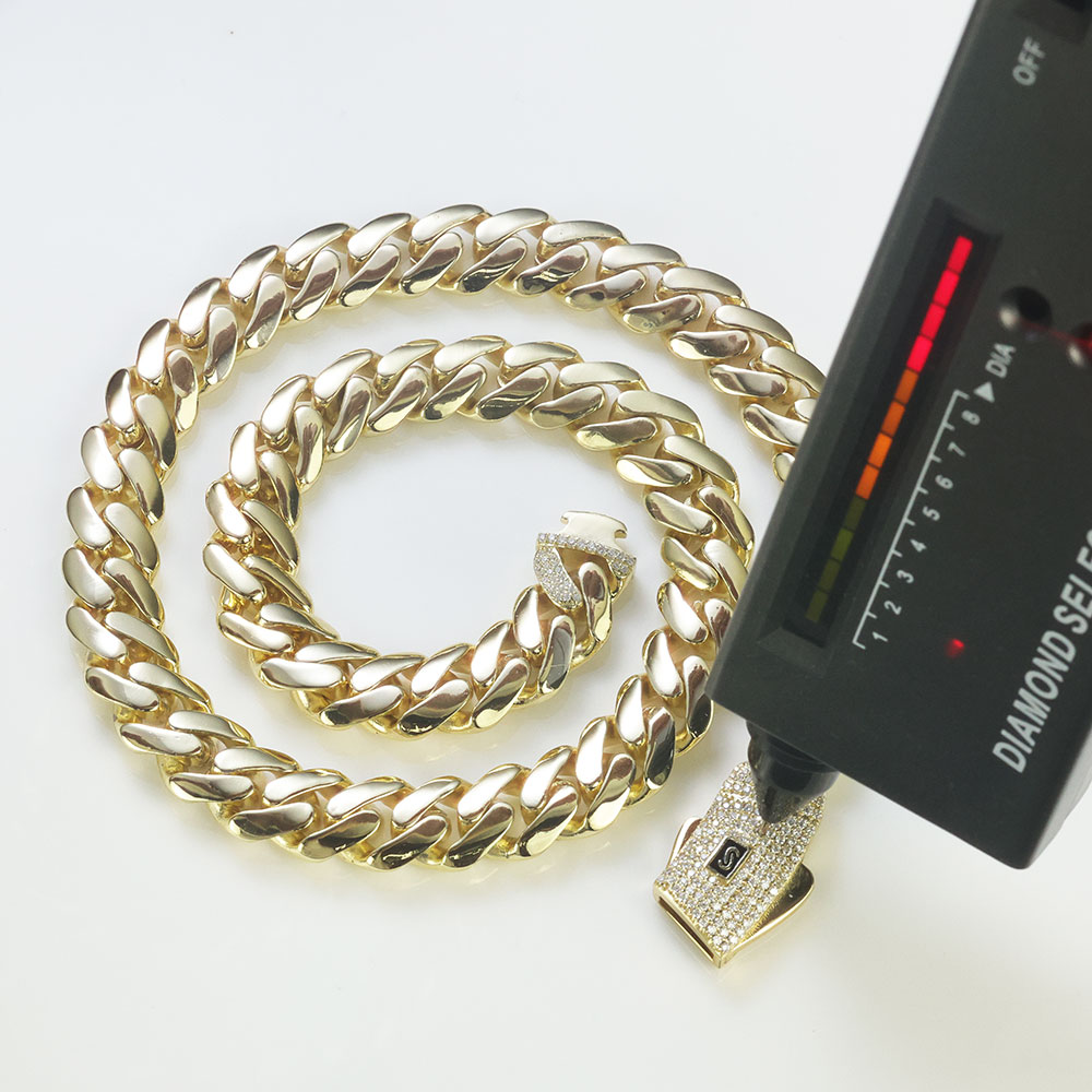Cuban Link Chain 12Mm - ESKEEM 新 925 シルバーモナコチェーンアイスアウト VVS モアッサナイトクラスプリアル