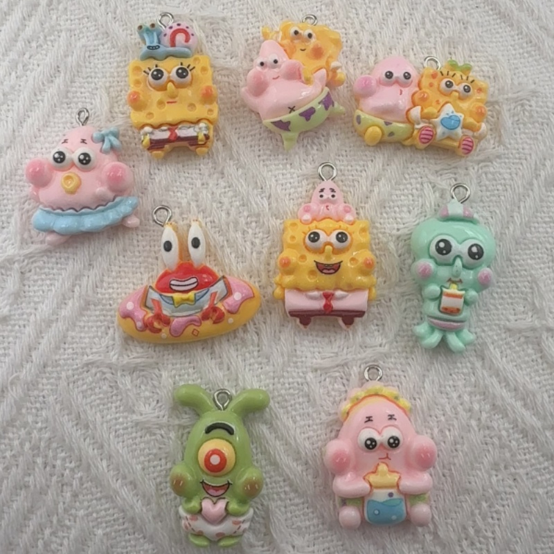 Earrings - 10個入り漫画風樹脂ペンダント、DIYジュエリー製作イヤリング、キーホルダーアクセサリー