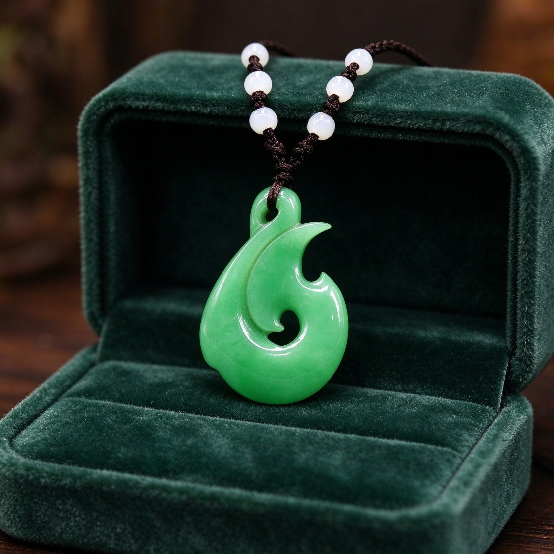 天然の緑色翡翠を使用した、炎のモチーフのペンダントネックレス - Necklaces のレビューと価格