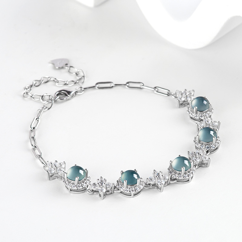 ブルーミャンマー翡翠ブレスレット天然ビルマ翡翠宝石バングル幸 - Bracelets のレビューと価格