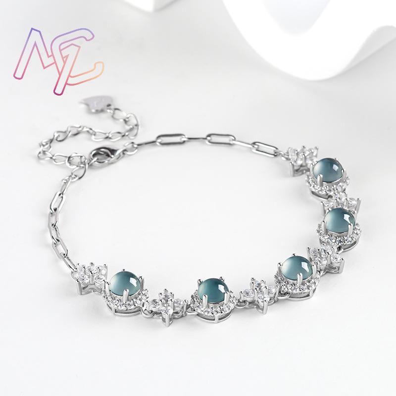 ブルーミャンマー翡翠ブレスレット天然ビルマ翡翠宝石バングル幸 - Bracelets のレビューと価格