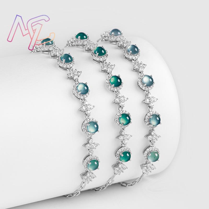 ブルーミャンマー翡翠ブレスレット天然ビルマ翡翠宝石バングル幸 - Bracelets のレビューと価格